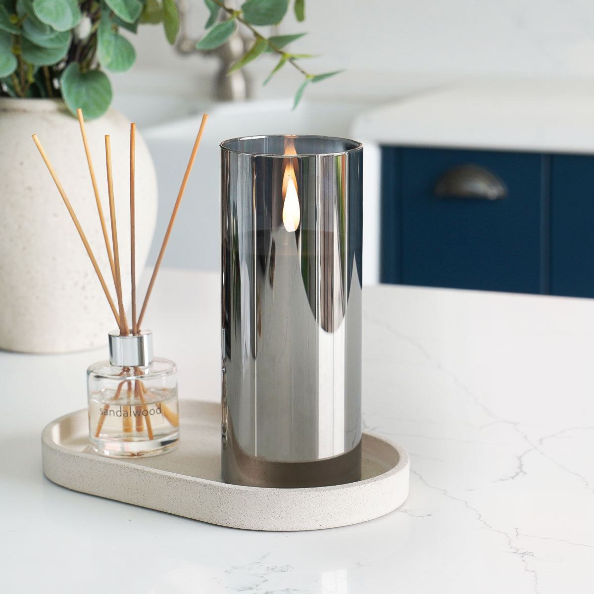 Ember™ Smoked Glass Hurricane LED Candle