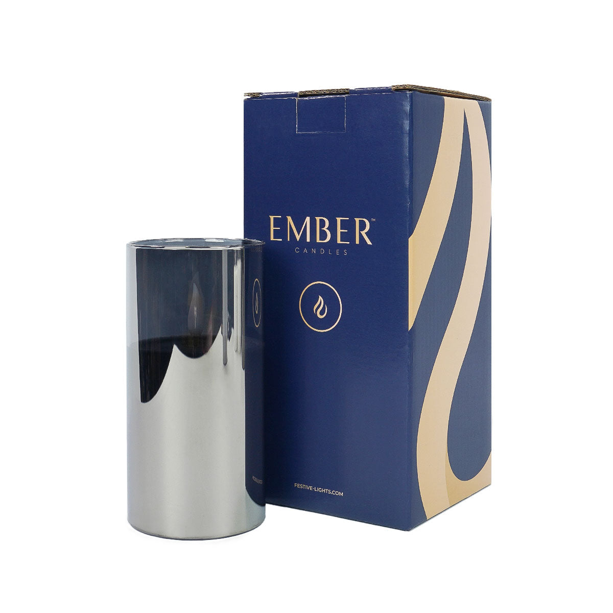 Ember™ Smoked Glass Hurricane LED Candle