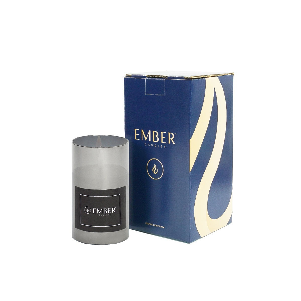 Ember™ Smoked Glass Hurricane LED Candle