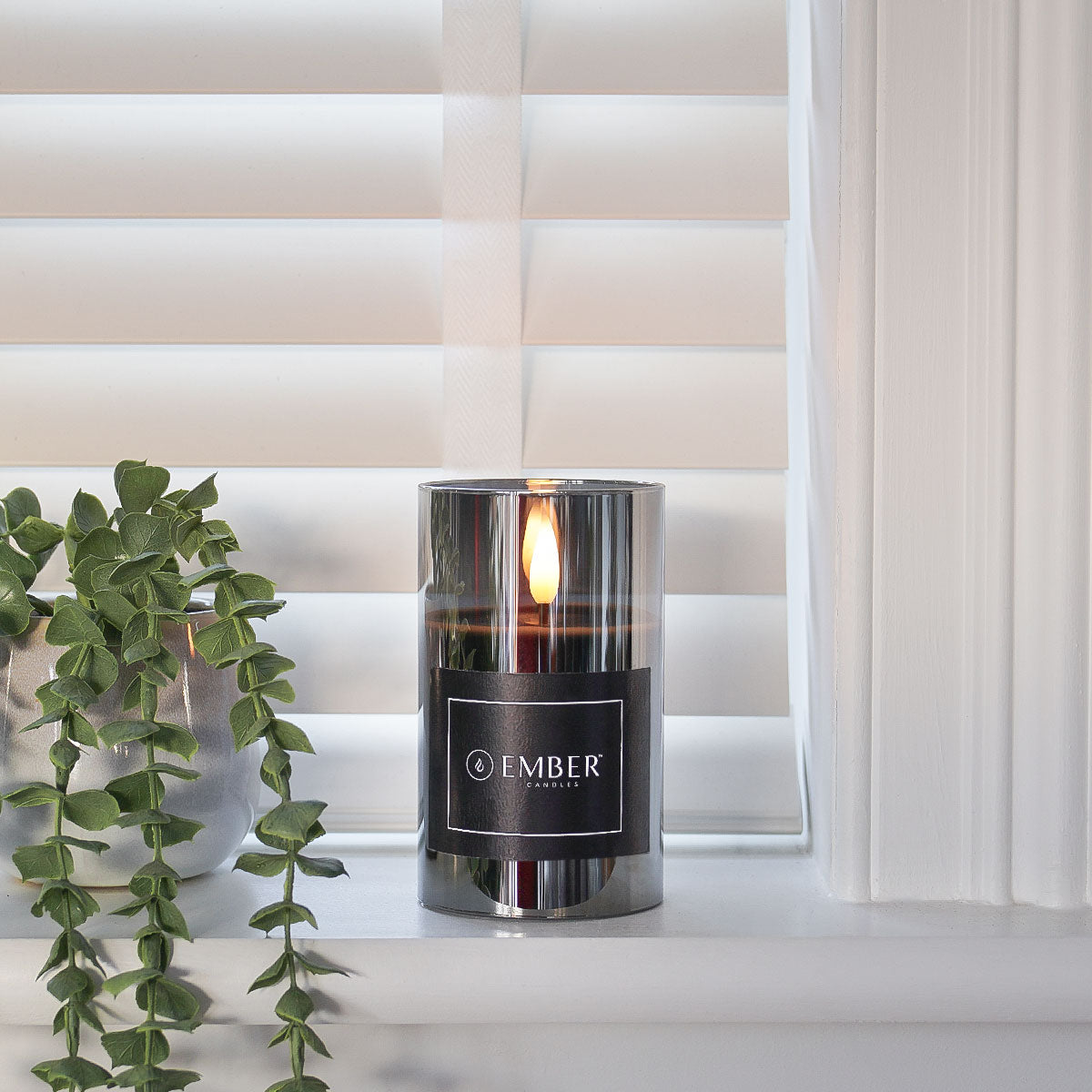 Ember™ Smoked Glass Hurricane LED Candle