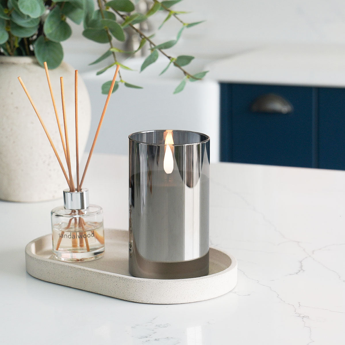 Ember™ Smoked Glass Hurricane LED Candle