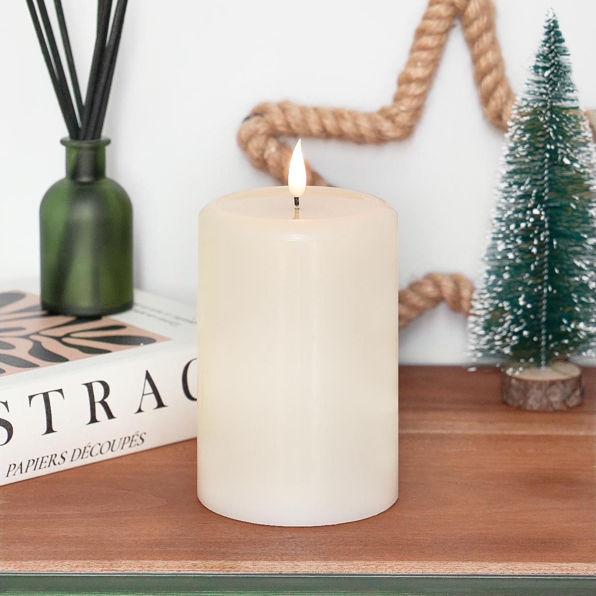 Ember™ Ivory LED Chapel Pillar Candle with Large Wax Pooling Effect