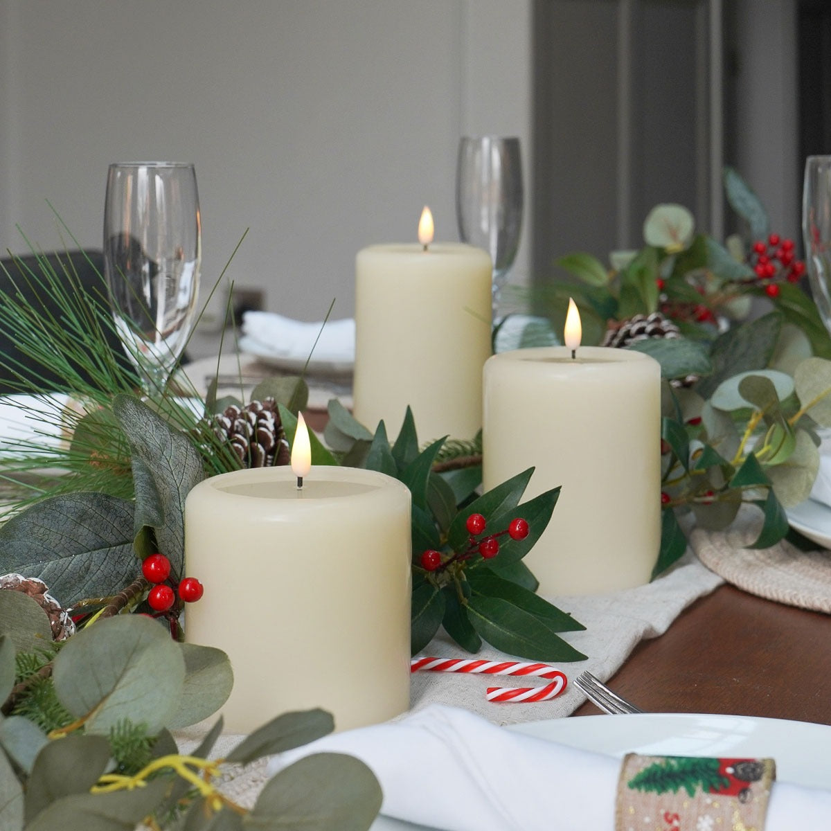 Ember™ Ivory LED Chapel Pillar Candle with Large Wax Pooling Effect