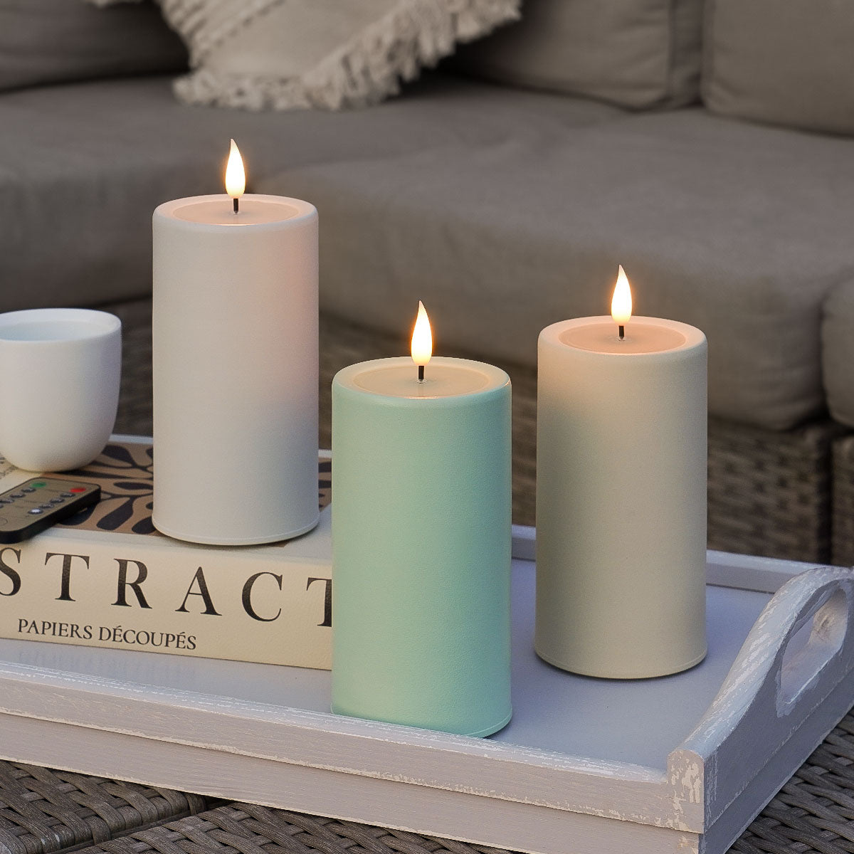 Ember™ LED Outdoor Candle Cream 15cm