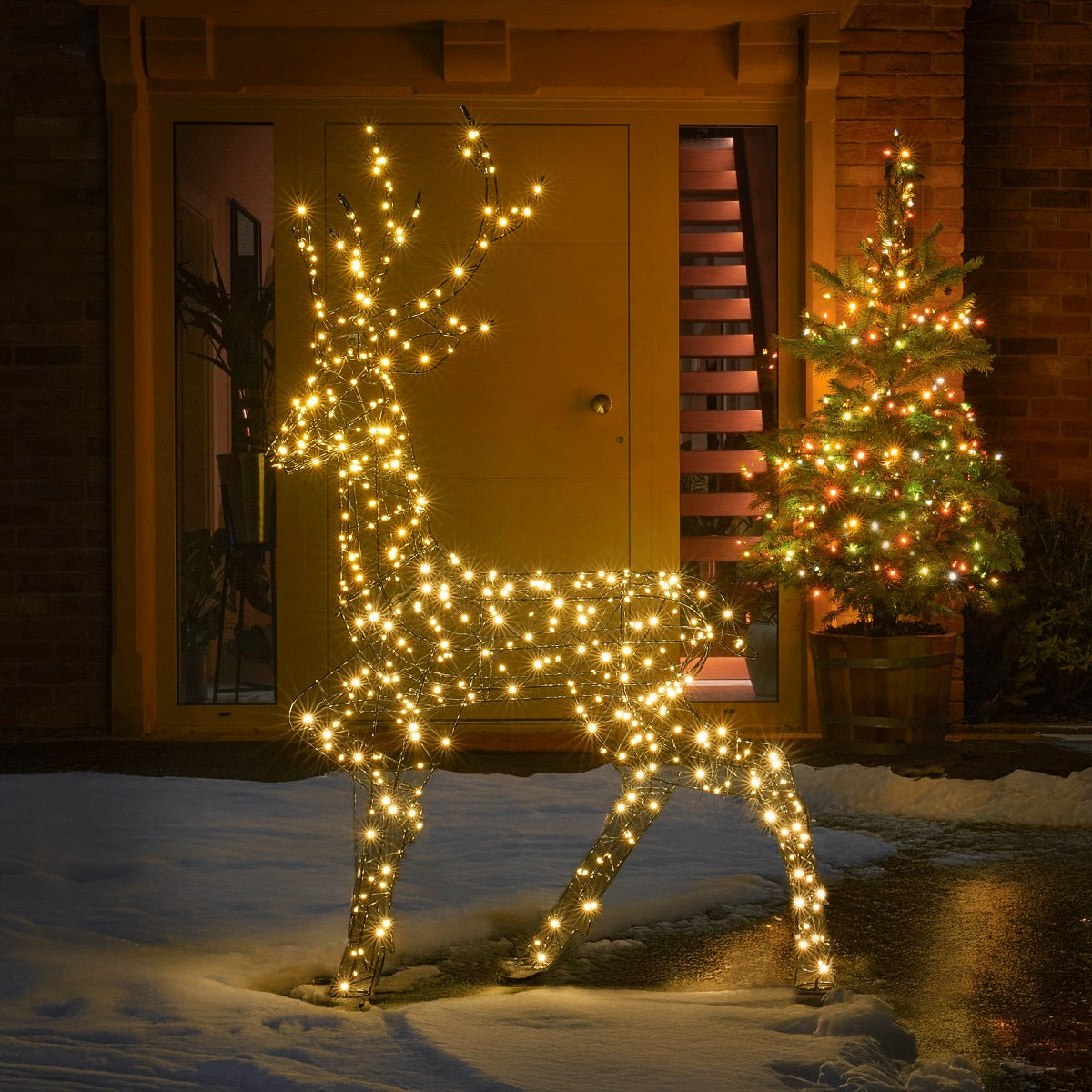 1.4m Black Frame Stag Outdoor Light up Reindeer