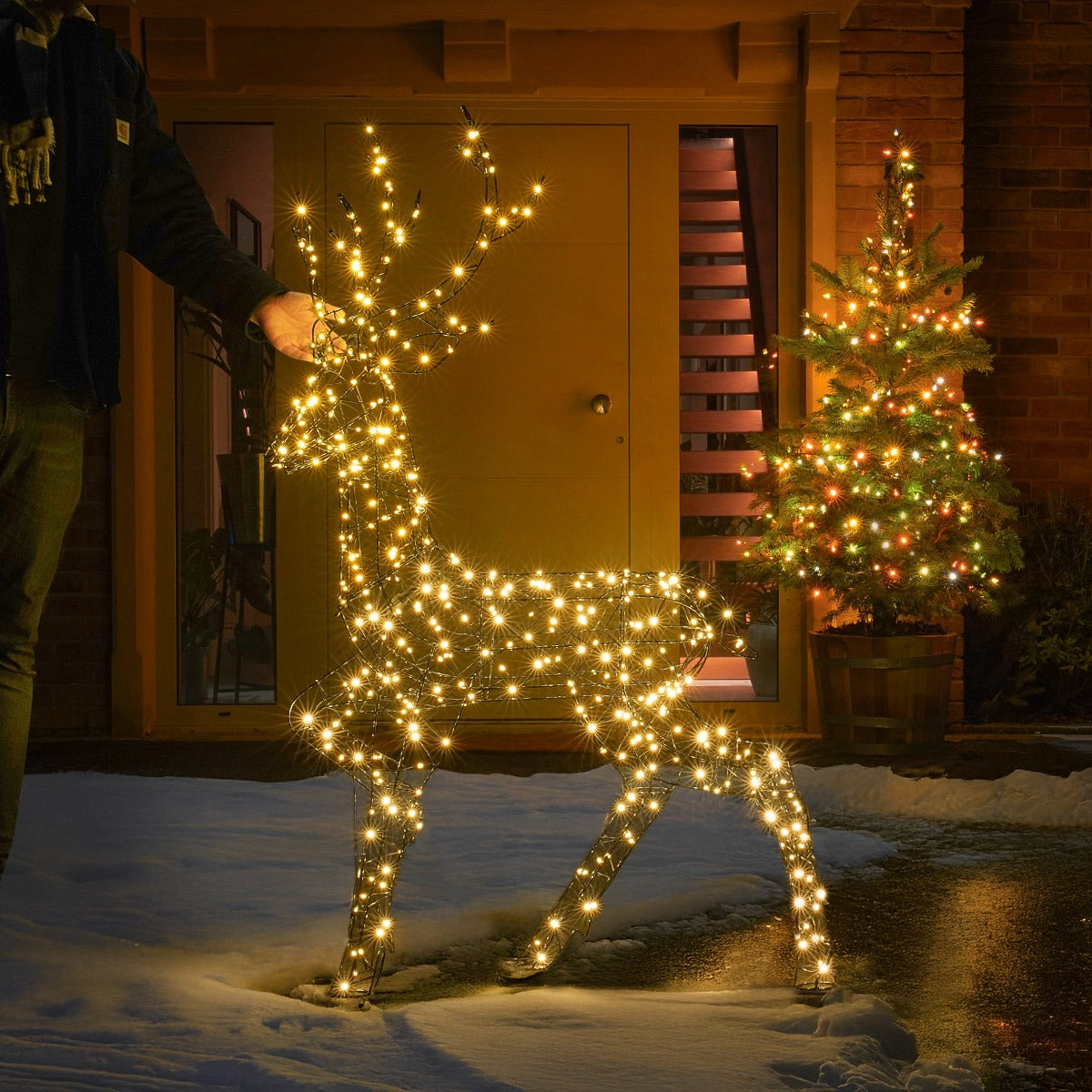1.4m Black Frame Stag Outdoor Light up Reindeer