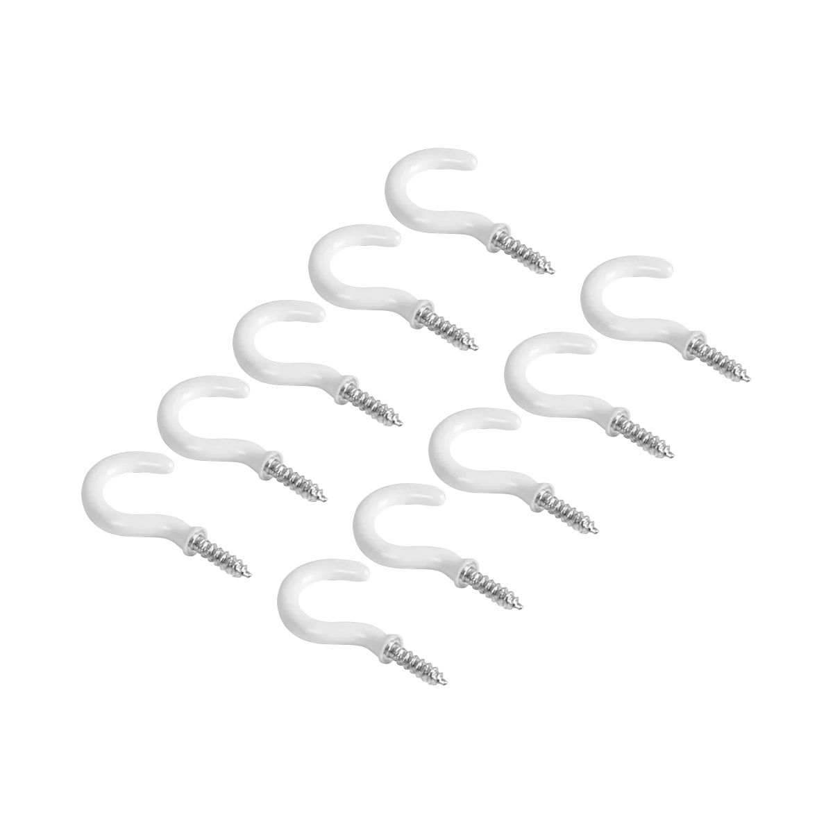 Outdoor White Cup Hooks for Walls and Ceilings, 10 Pack