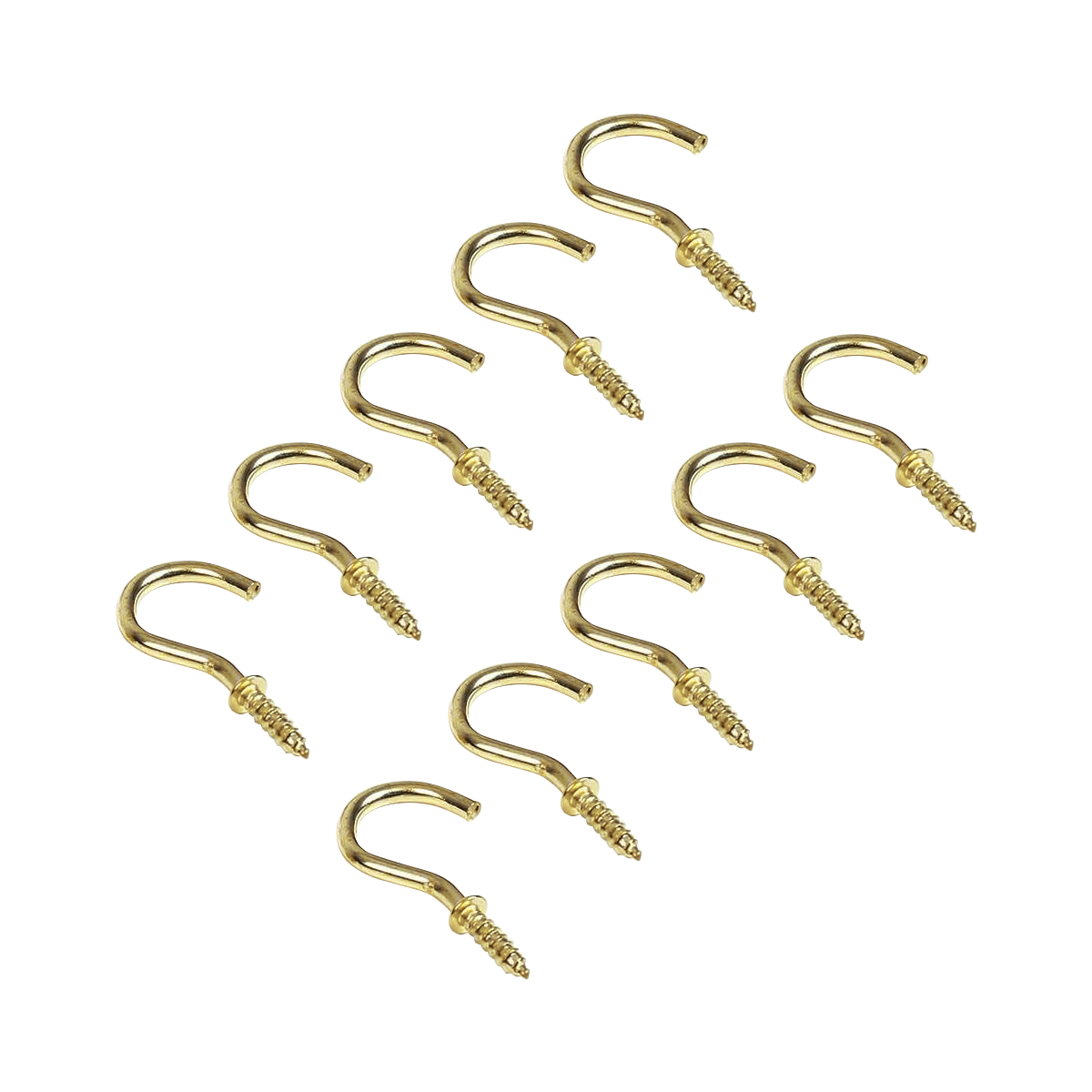 Outdoor Brass Cup Hooks for Walls and Ceilings, 10 Pack