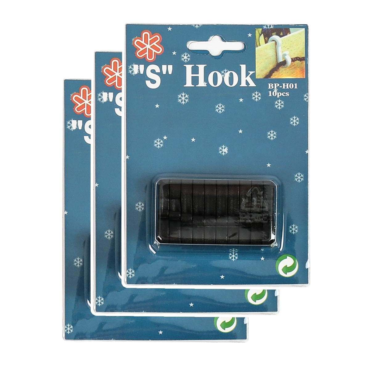 Black 'S' Gutter Hooks for 15 metre Lights, 30 Pack