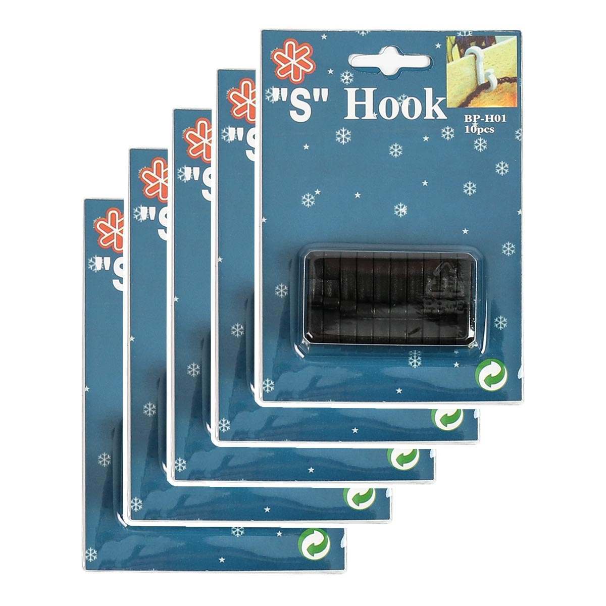 Black 'S' Gutter Hooks for 25 and 30 metre Lights, 50 Pack