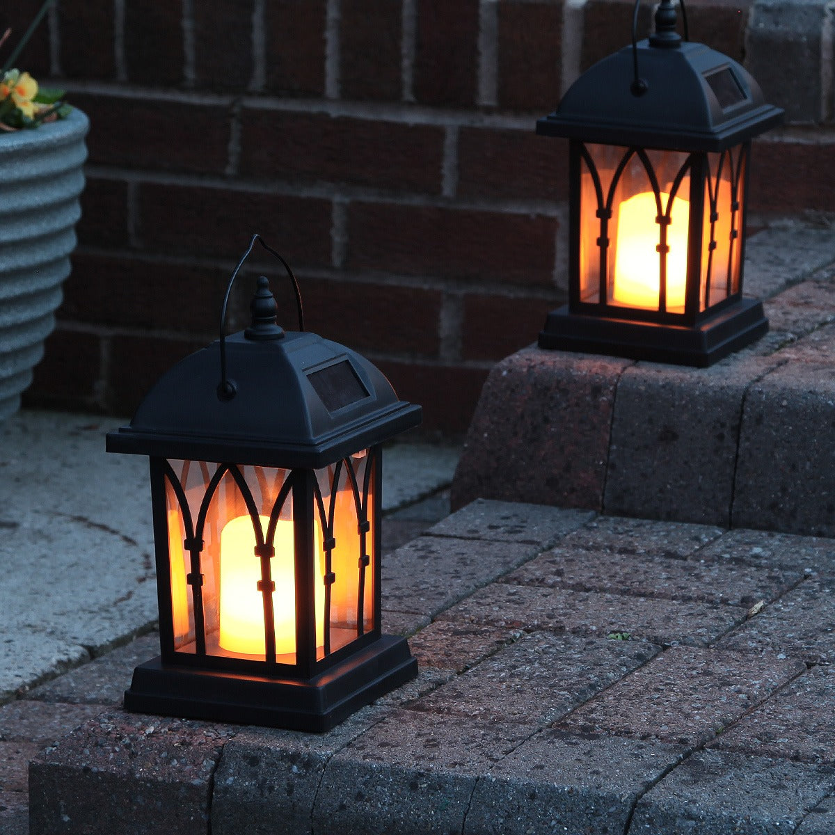 Solar Lantern With Flickering LED Candle 27cm