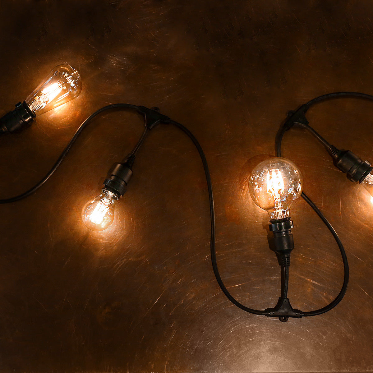 FestoonPro® 10m Long Drop Festoon Belt with 10 Vintage LED Filament Style Bulbs, Connectable