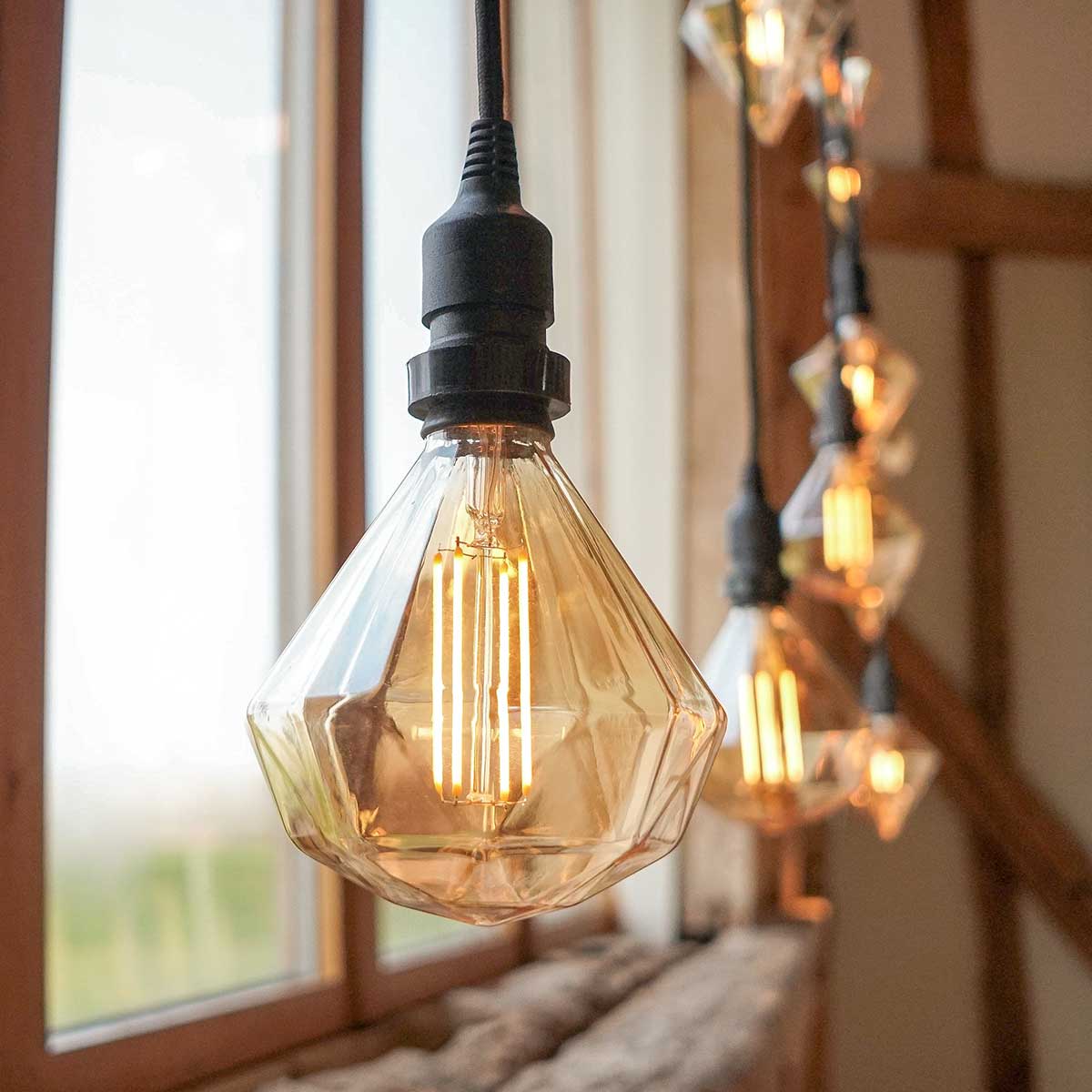 FestoonPro® 4W E27 Fully Dimmable Vintage Tinted Diamond, Warm White LED Light Bulb