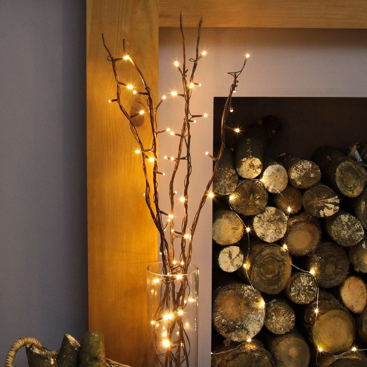 7 Decorative Willow Twig Lights, 50 Warm White LEDs