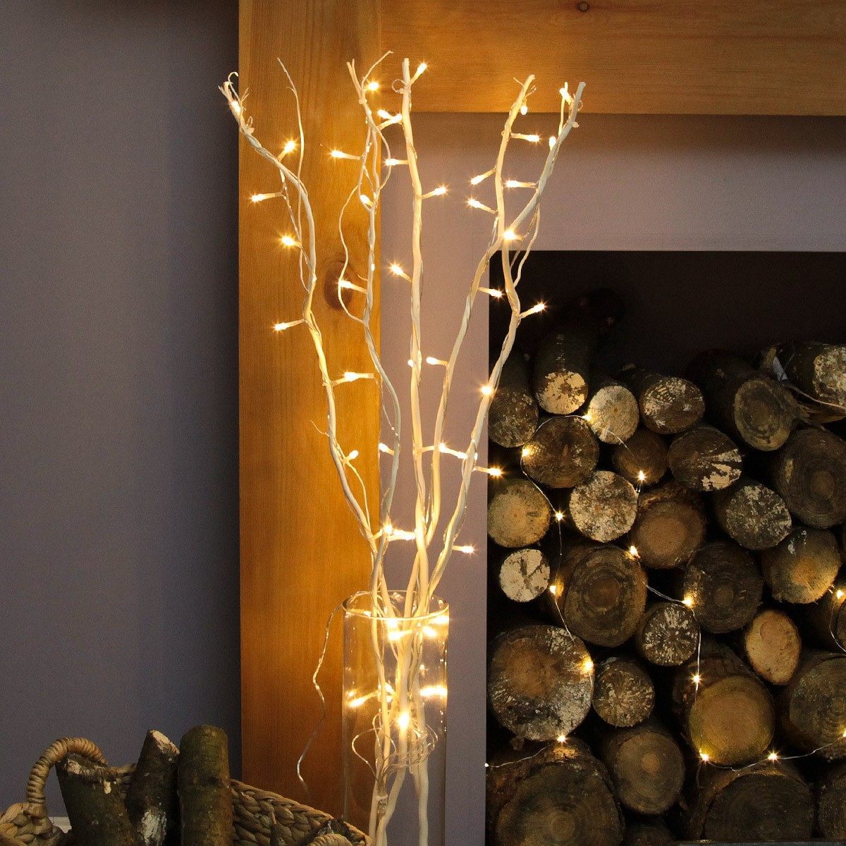 7 Decorative Willow Twig Lights, 50 Warm White LEDs