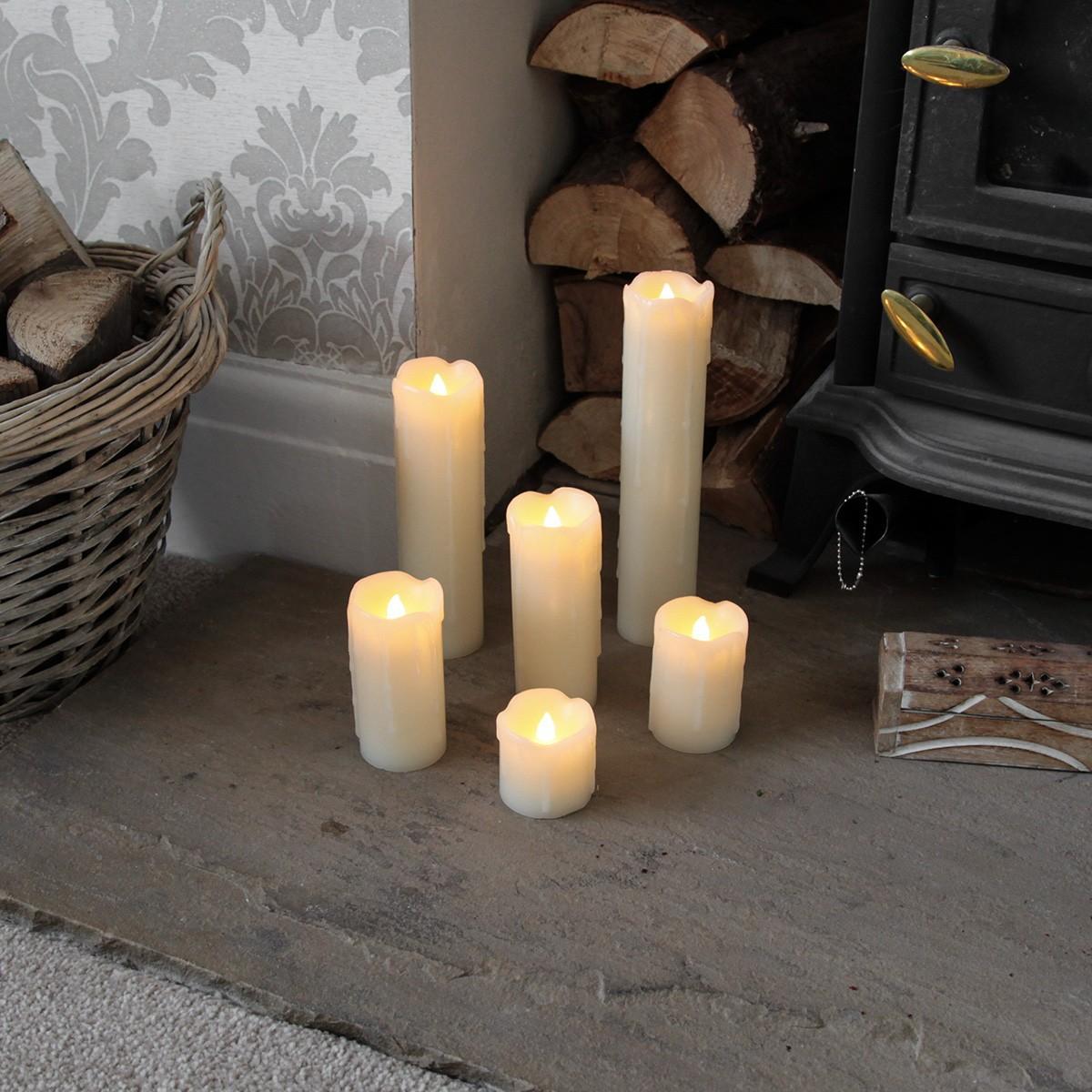 6 Dripping Wax LED Battery Candles