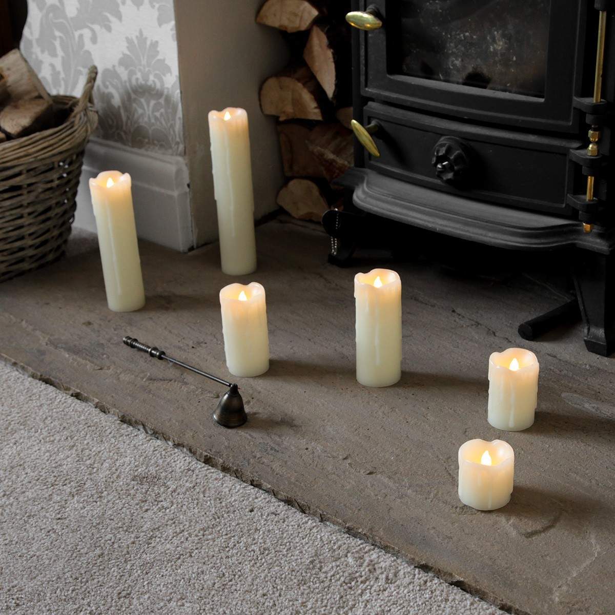 6 Dripping Wax LED Battery Candles