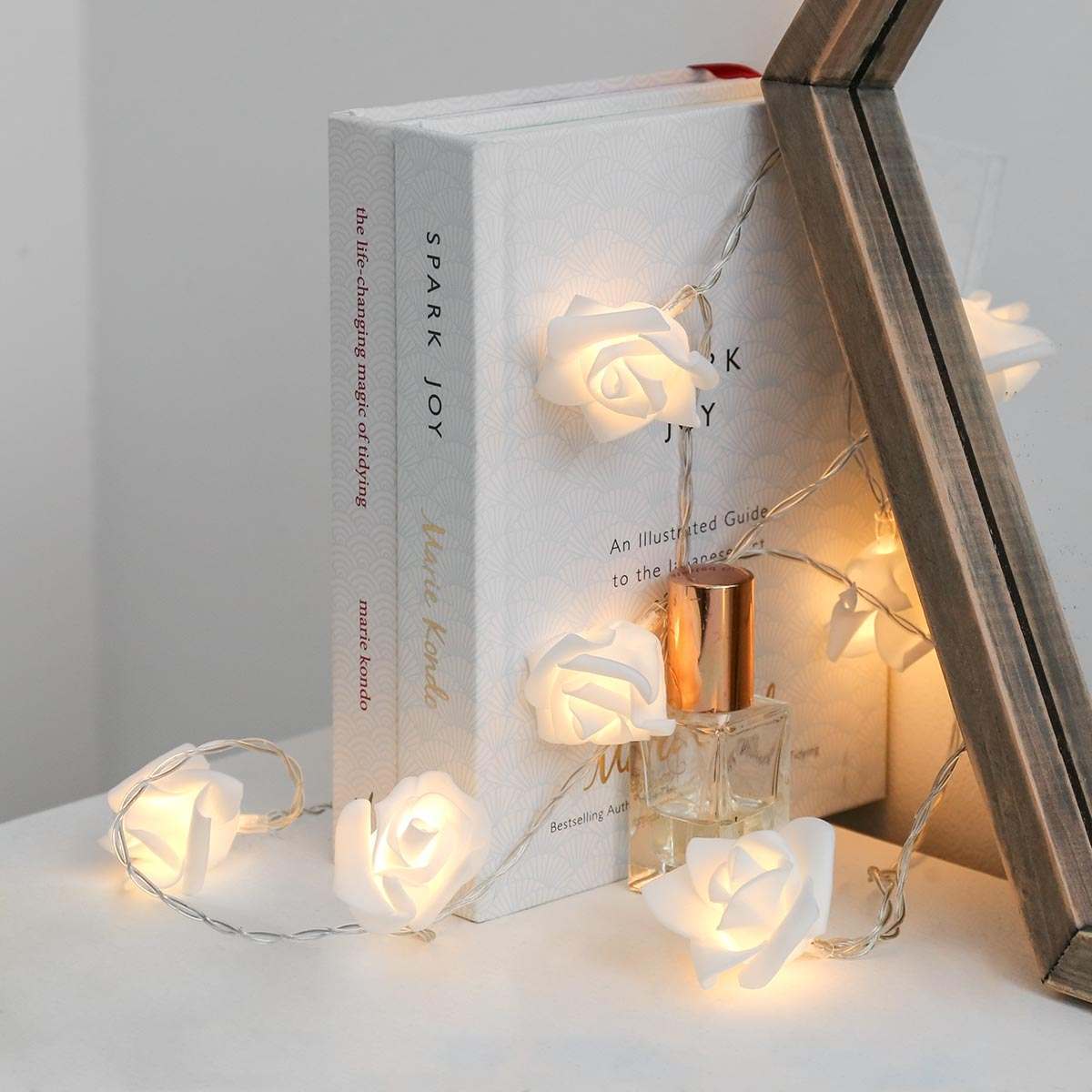 Battery Rose Fairy Lights, 20 Warm White LEDs, 3.8m