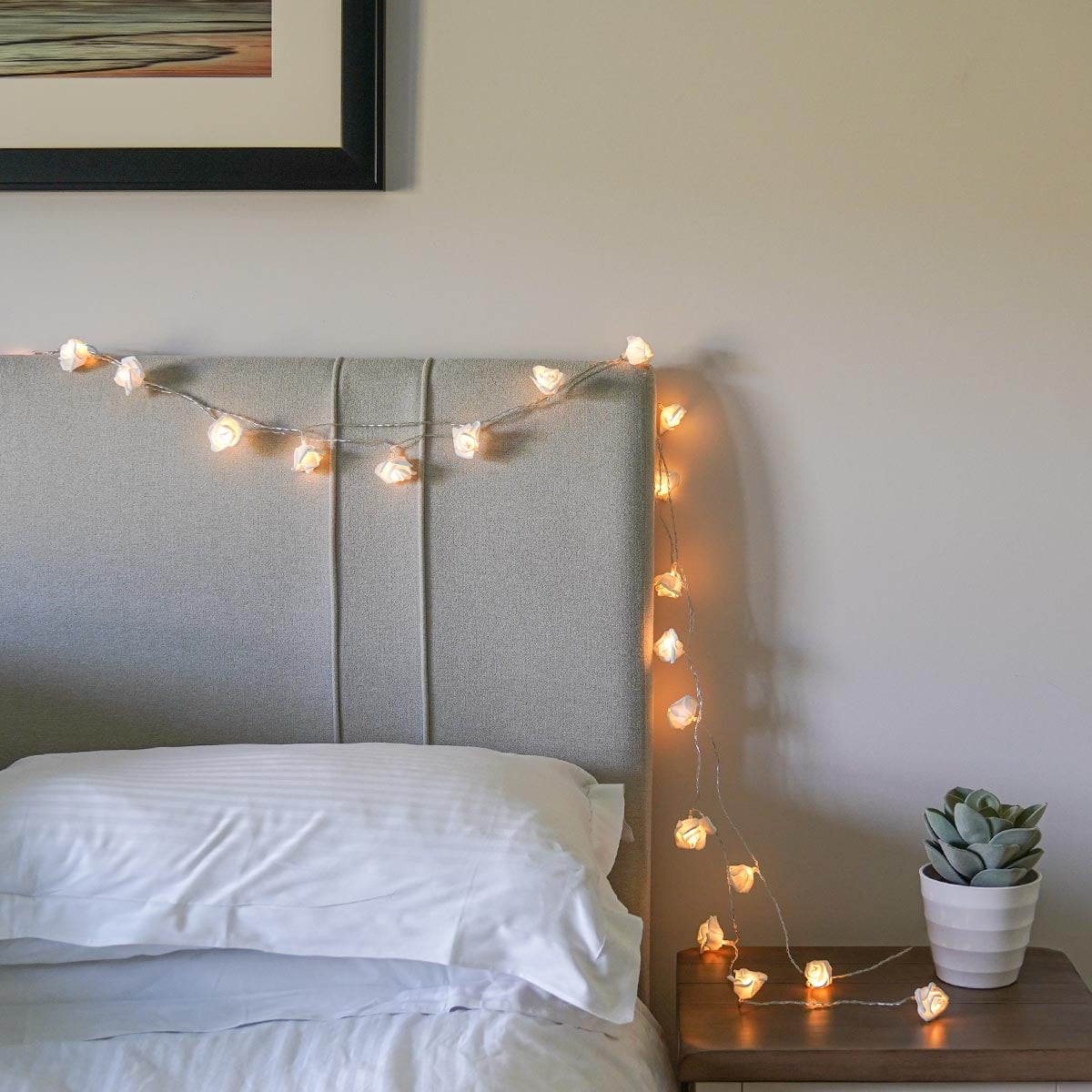 Battery Rose Fairy Lights, 20 Warm White LEDs, 3.8m
