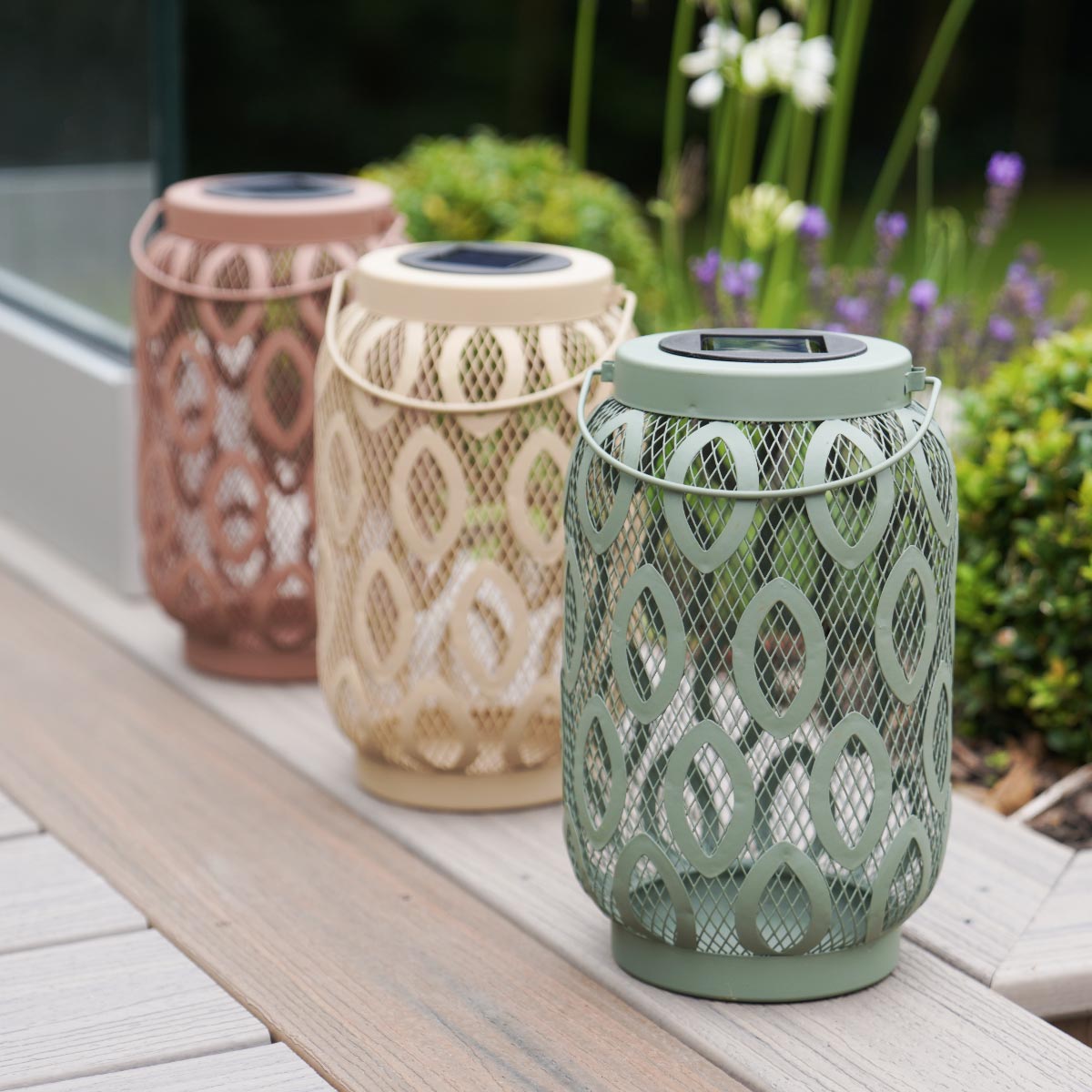 26cm Solar Metal Hanging Table Lantern, White, Warm White and Colour Changing LEDs
