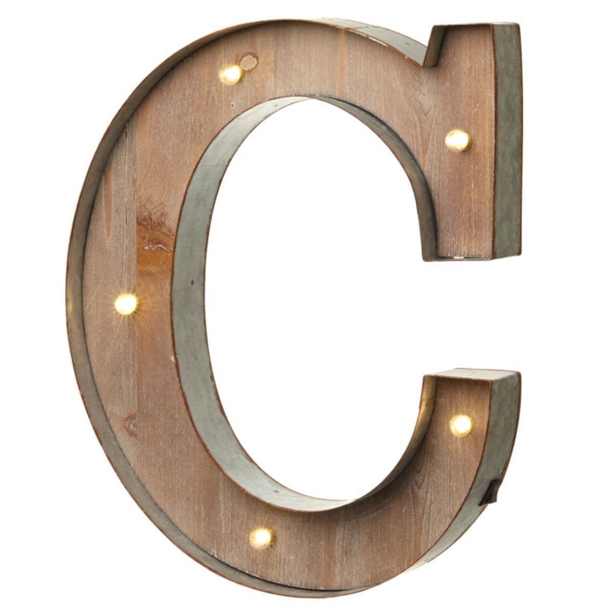 Wood & Metal A-Z Battery Light Up Circus Letter, 41cm
