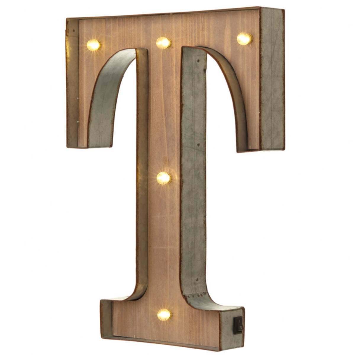 Wood & Metal A-Z Battery Light Up Circus Letter, 41cm