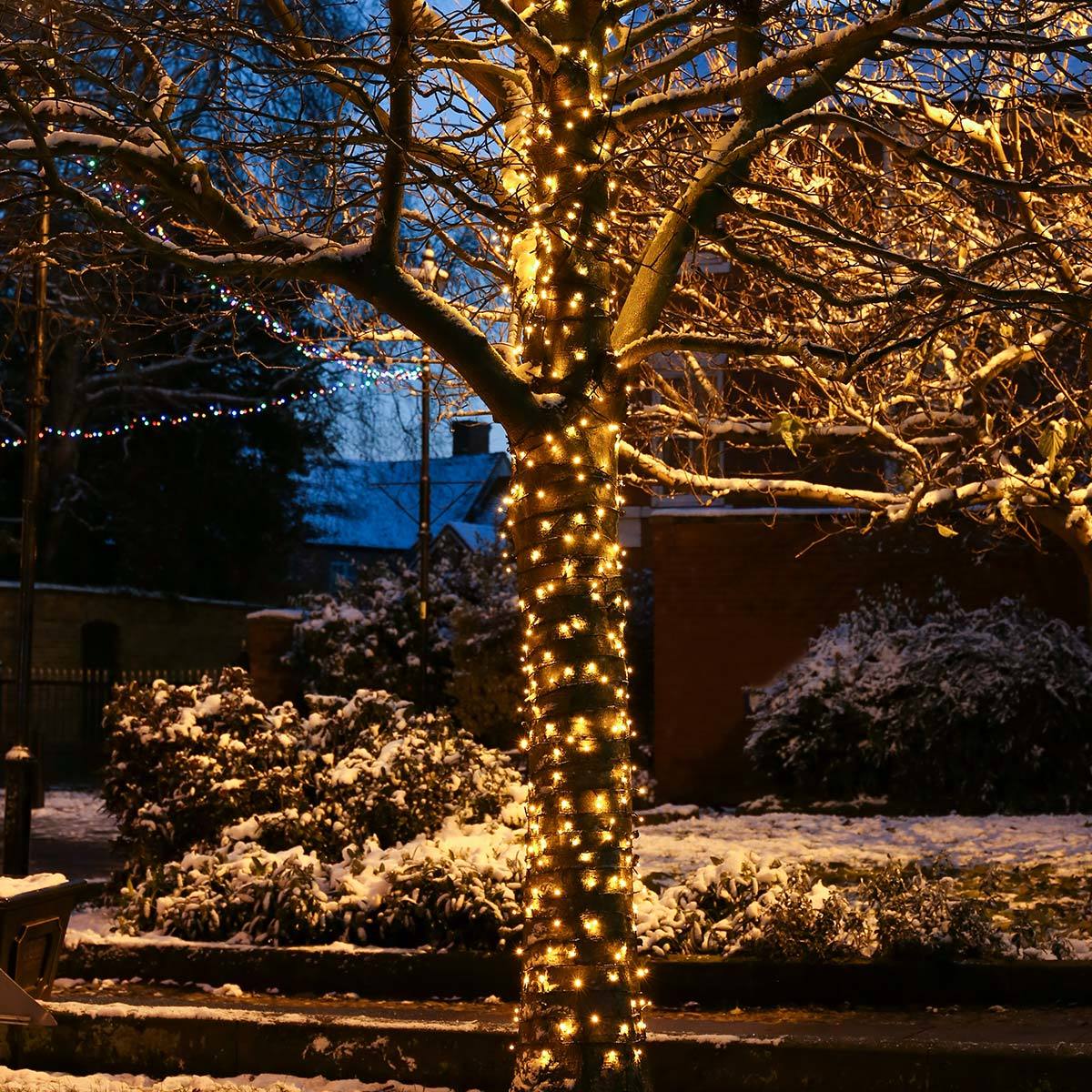 ConnectGo® Outdoor LED Fairy Lights, Connectable, Dark Green Cable