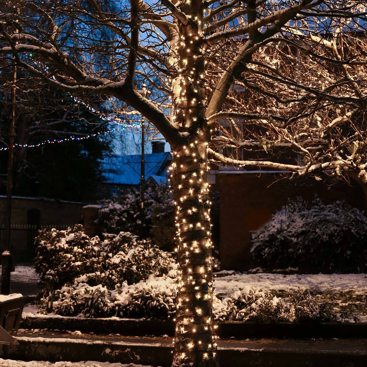ConnectGo® Outdoor LED Fairy Lights, Connectable, Dark Green Cable