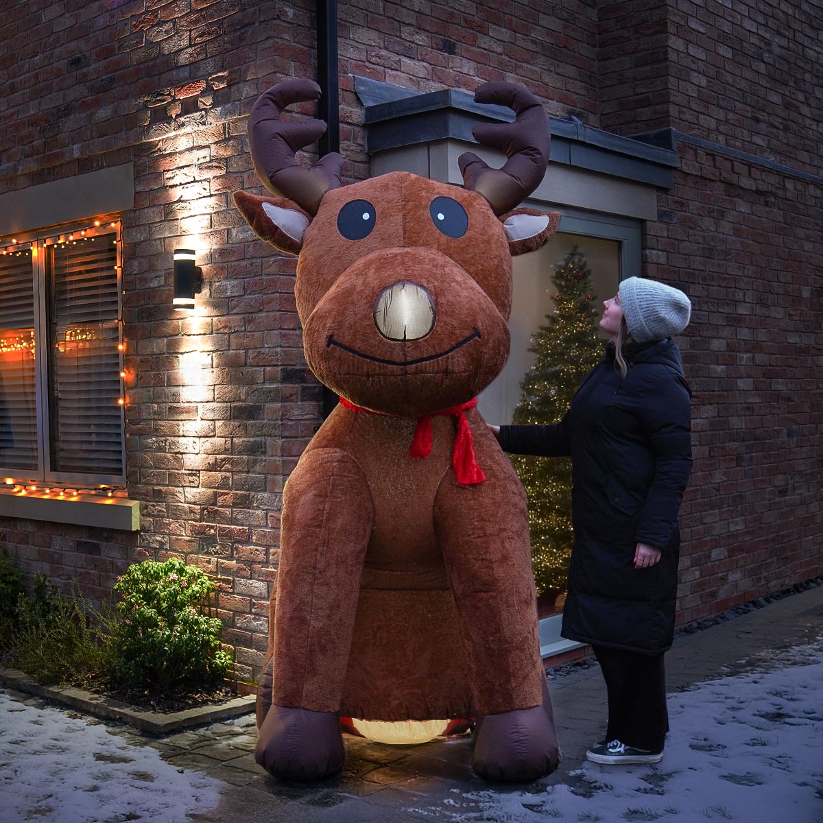 2.4m Plush LED Outdoor Christmas Inflatable Reindeer