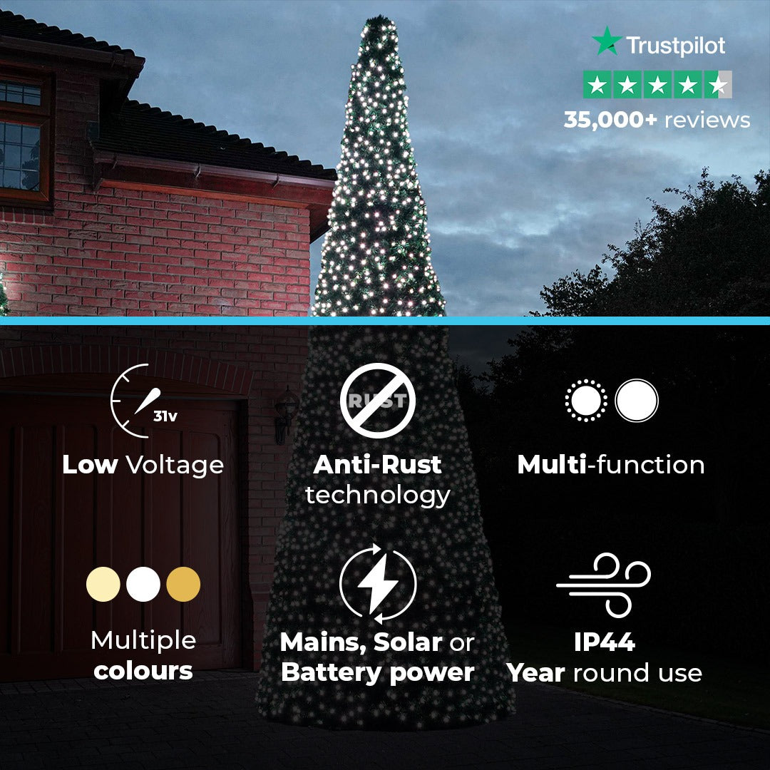 ConnectGo® 4m Pre Lit Commercial Cone Outdoor Christmas Tree