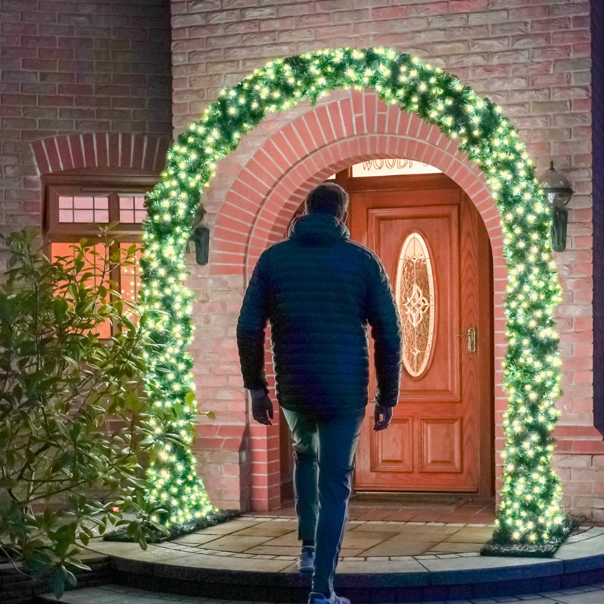 ConnectGo® 2.5m Outdoor Green Commercial Christmas Pre Lit Archway