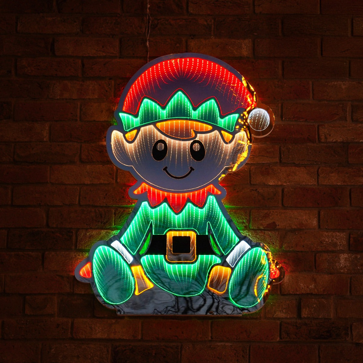 90cm Outdoor Infinity Mirror Christmas Silhouette or Freestanding Elf