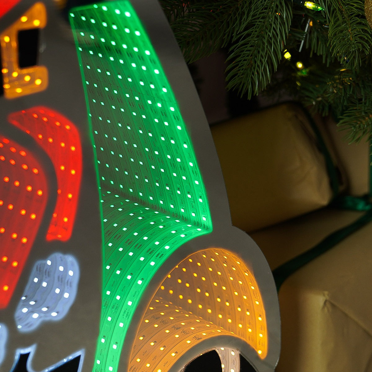 90cm Outdoor Infinity Mirror Christmas Silhouette or Freestanding Santa on Bike