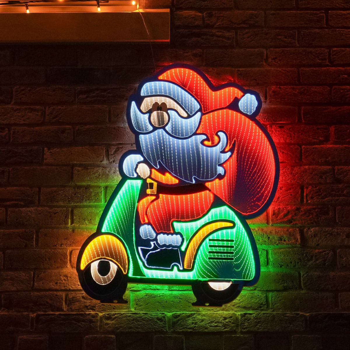 90cm Outdoor Infinity Mirror Christmas Silhouette or Freestanding Santa on Bike