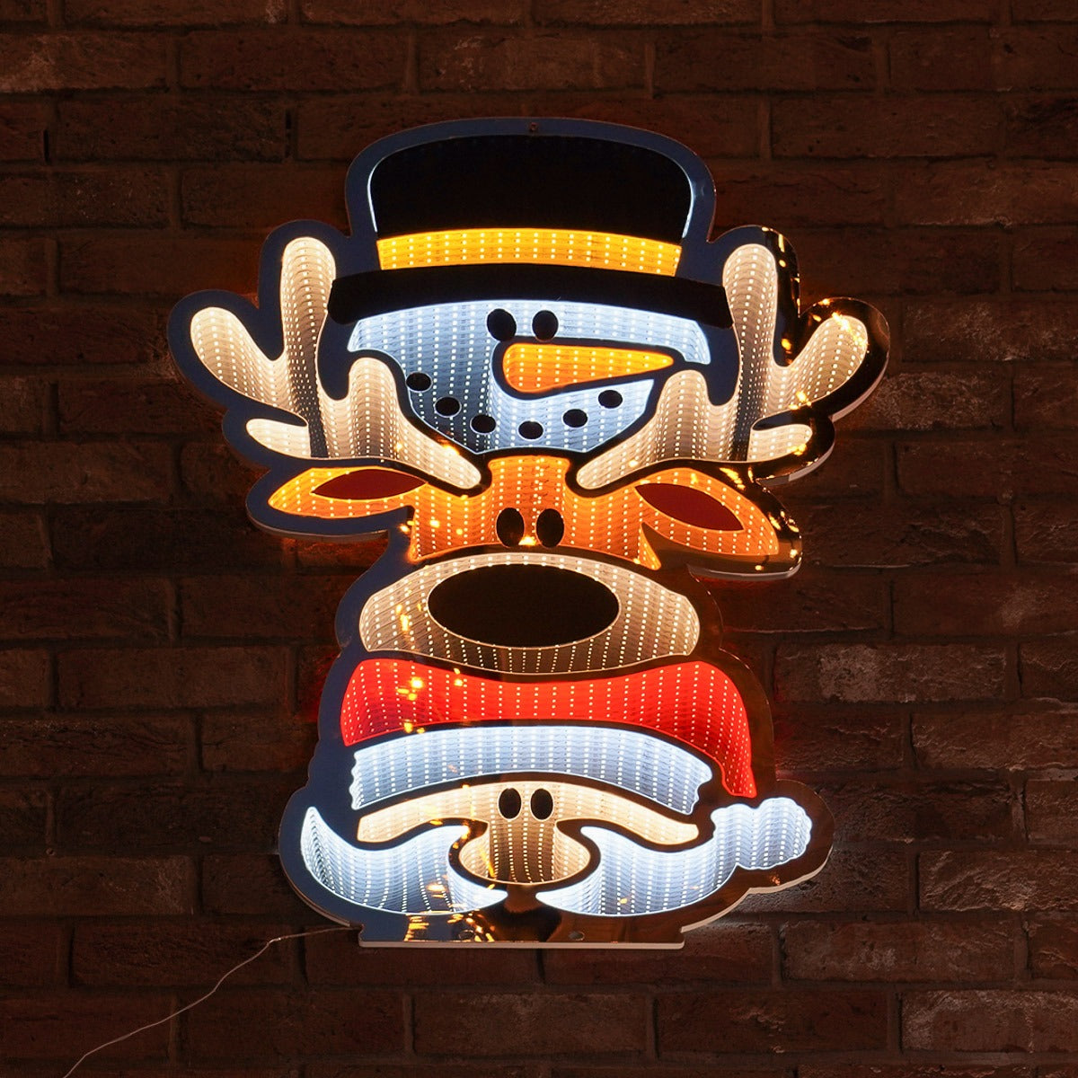 90cm Outdoor Infinity Mirror Christmas Silhouette or Freestanding Santa & Friends
