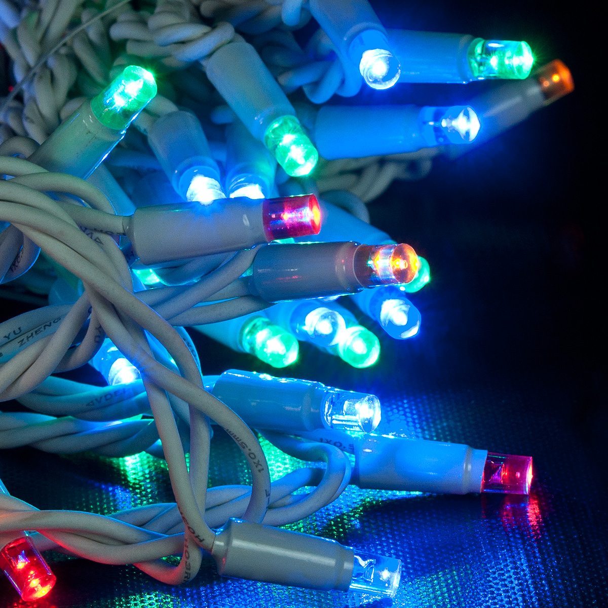 Colour Changing LED String Lights, Connectable,White Rubber Cable