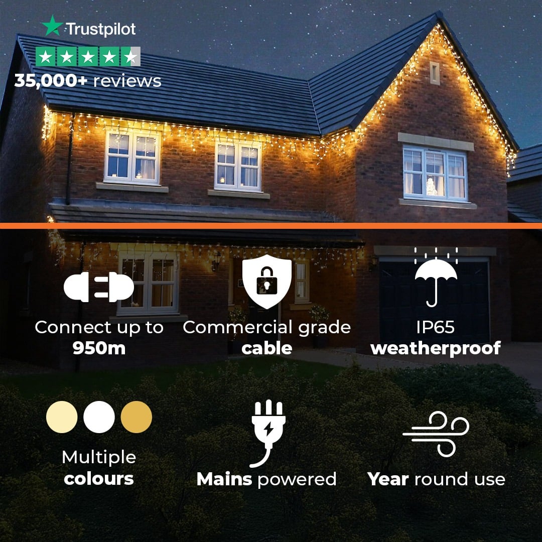 Connectable Icicle Lights on Black Rubber Cable