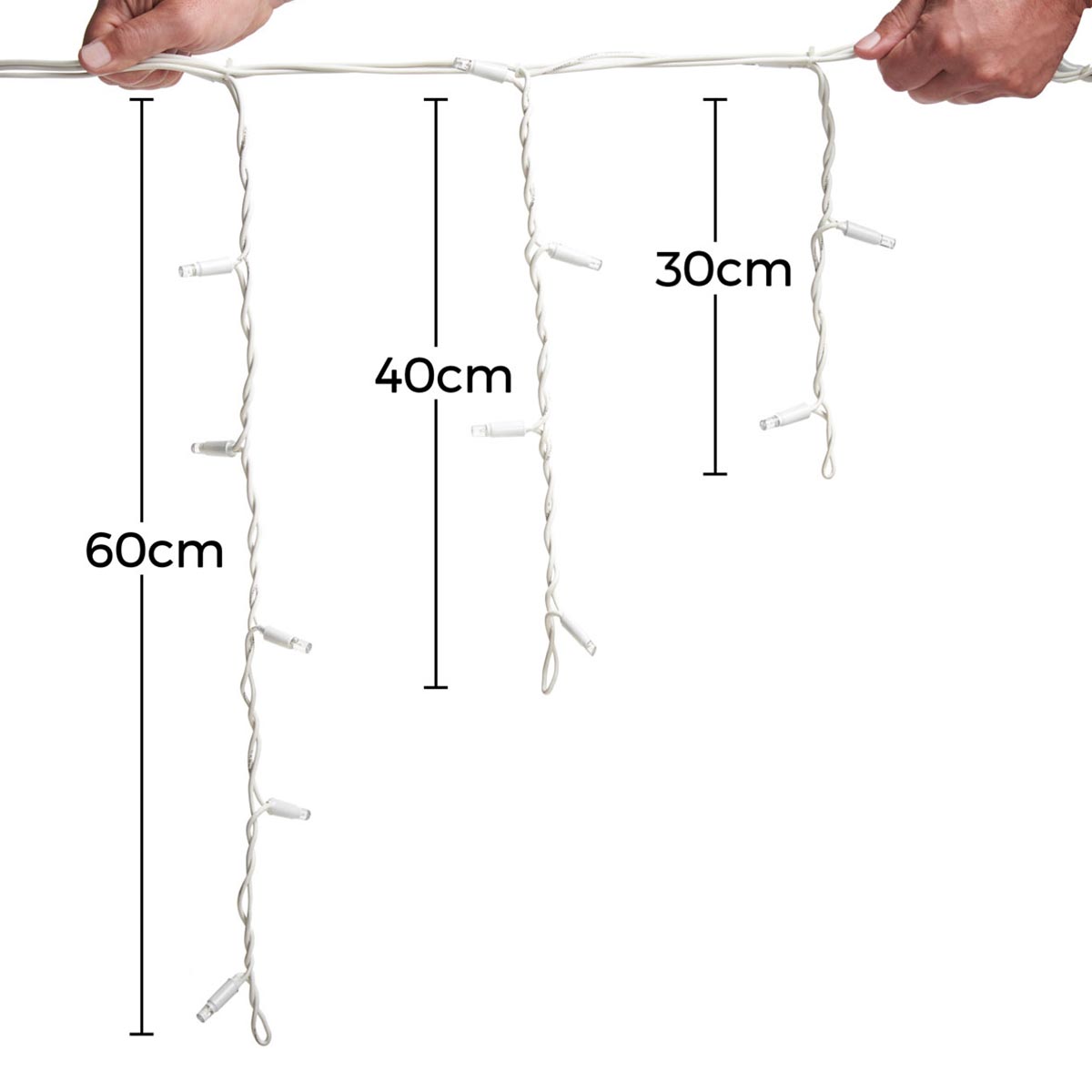ConnectPro® Warm White Icicle Light, White Flash Bulb, Connectable, White Rubber Cable
