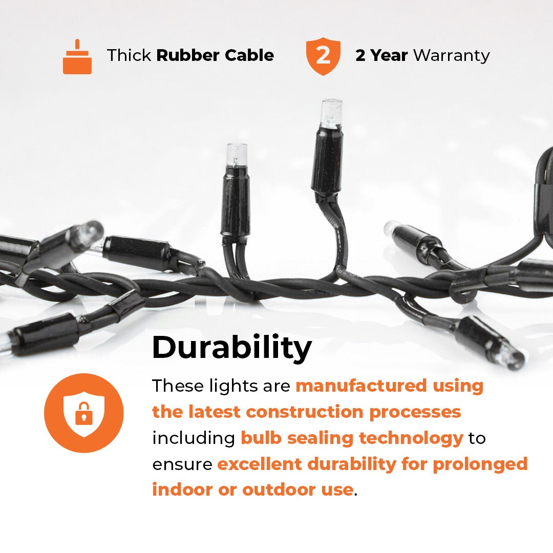 Connectable Cluster Lights on Black Rubber Cable