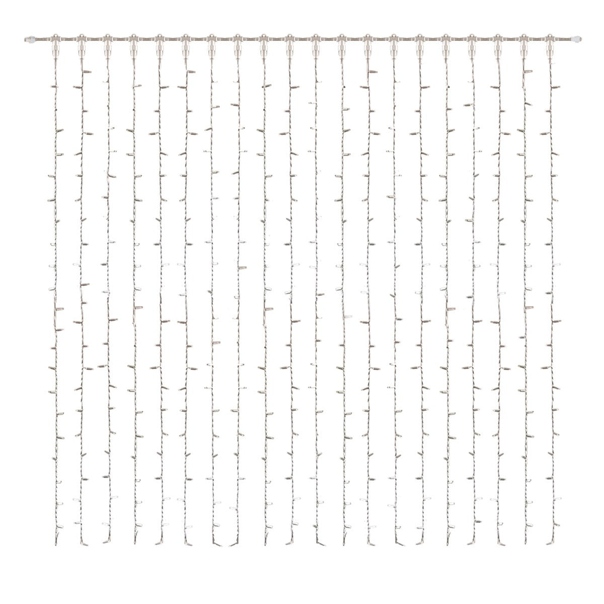 Connectable Warm White Curtain Lights on White Rubber Cable