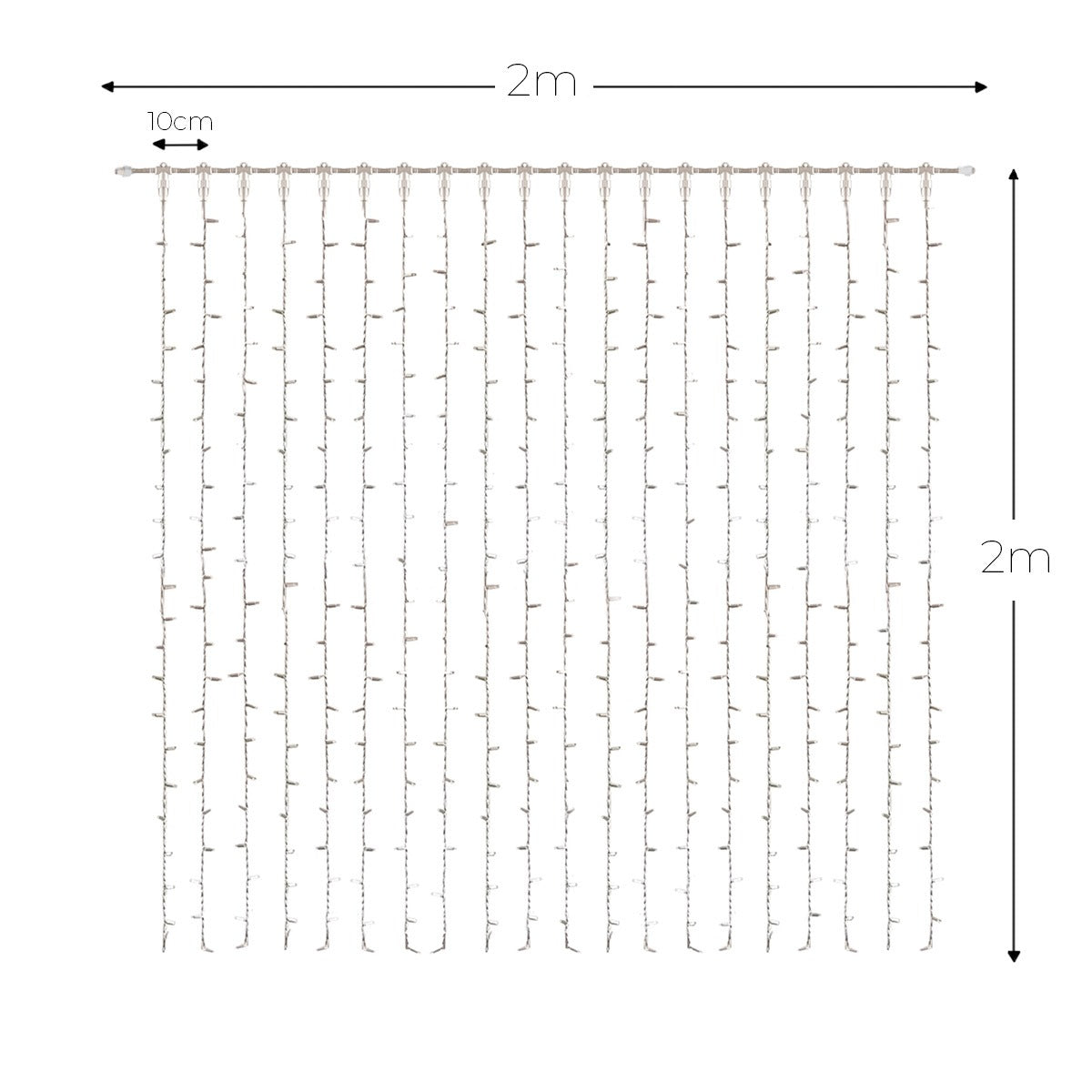 Connectable Warm White Curtain Lights on White Rubber Cable