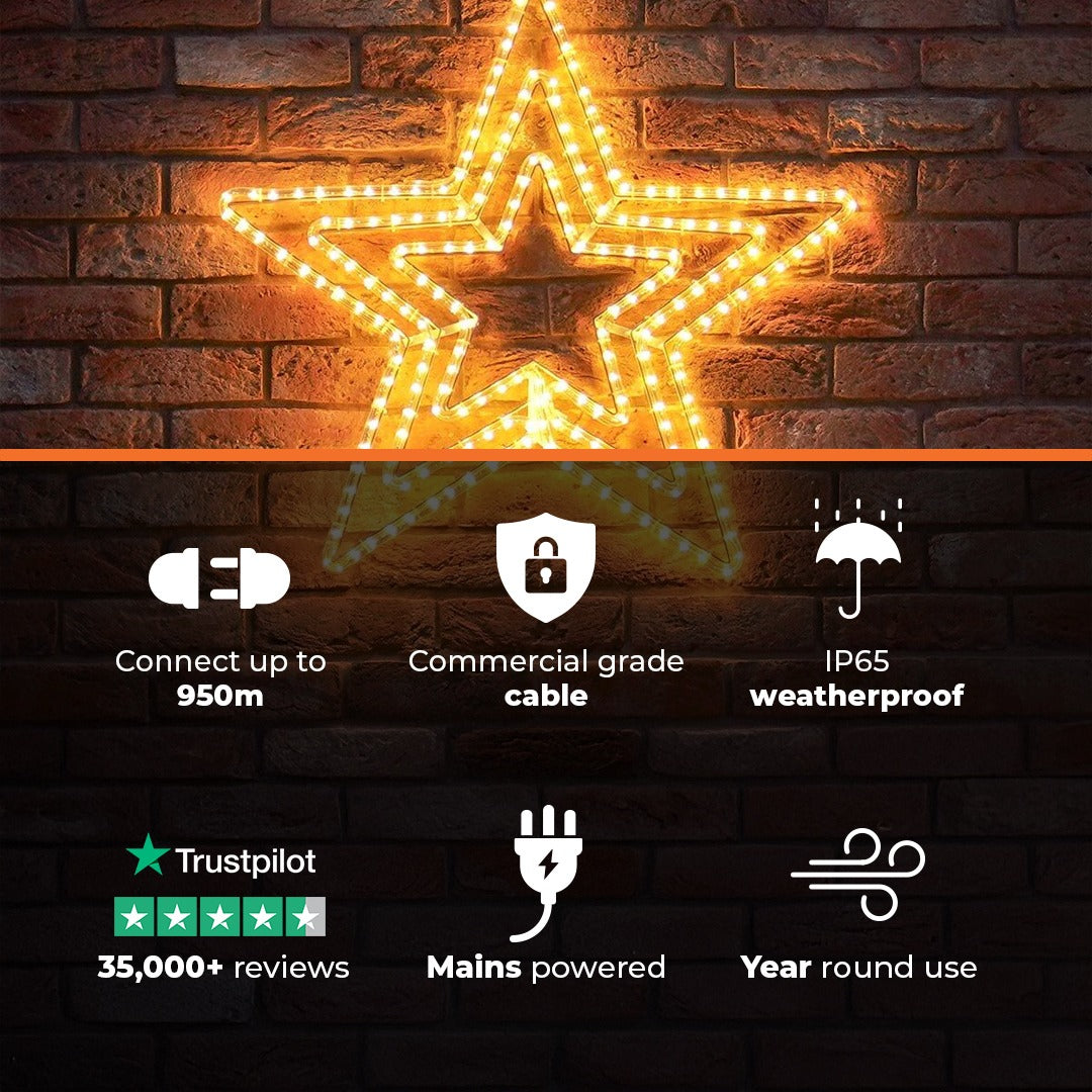 ConnectPro® 75cm Warm White LED Connectable Outdoor Rope Light Star