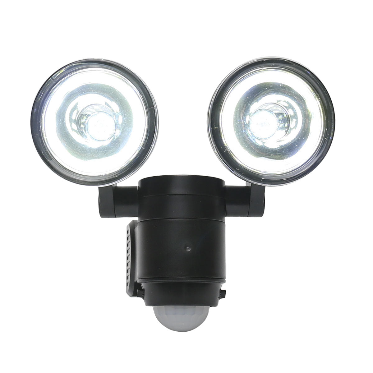 Battery Powered Outdoor Security Light Twin Head Spotlight with PIR Sensor
