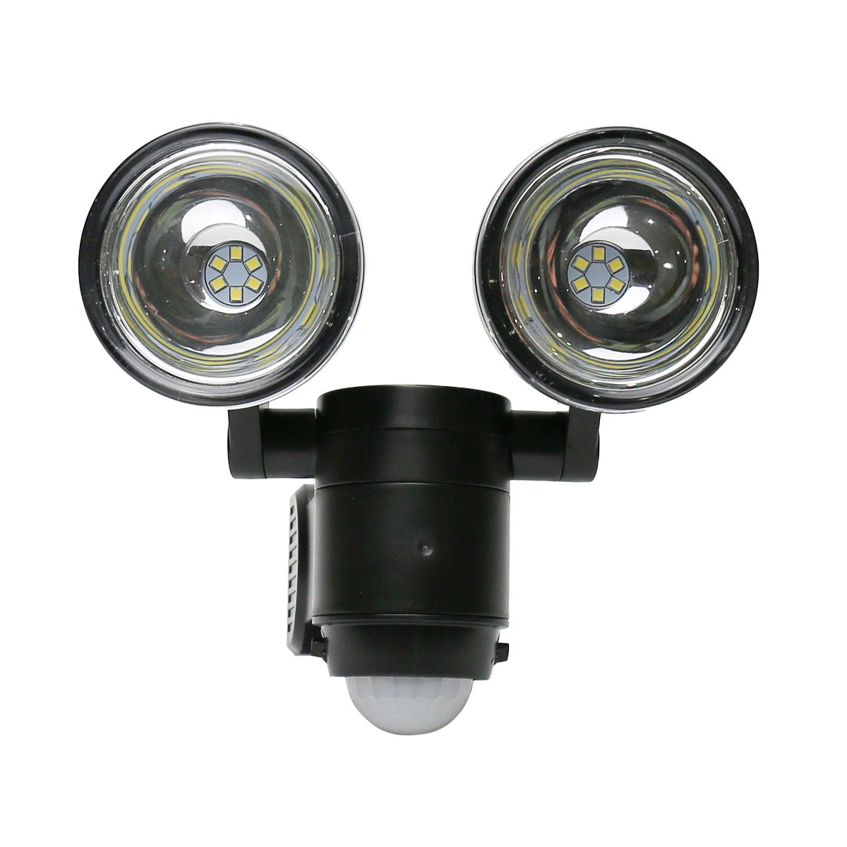 Battery Powered Outdoor Security Light Twin Head Spotlight with PIR Sensor
