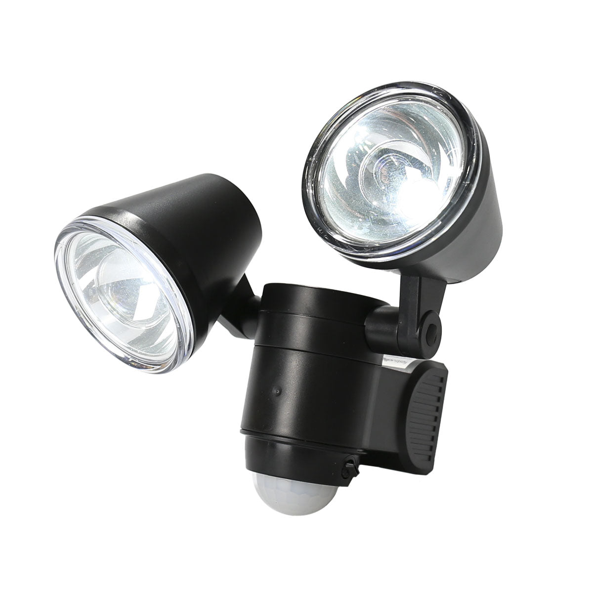 Battery Powered Outdoor Security Light Twin Head Spotlight with PIR Sensor
