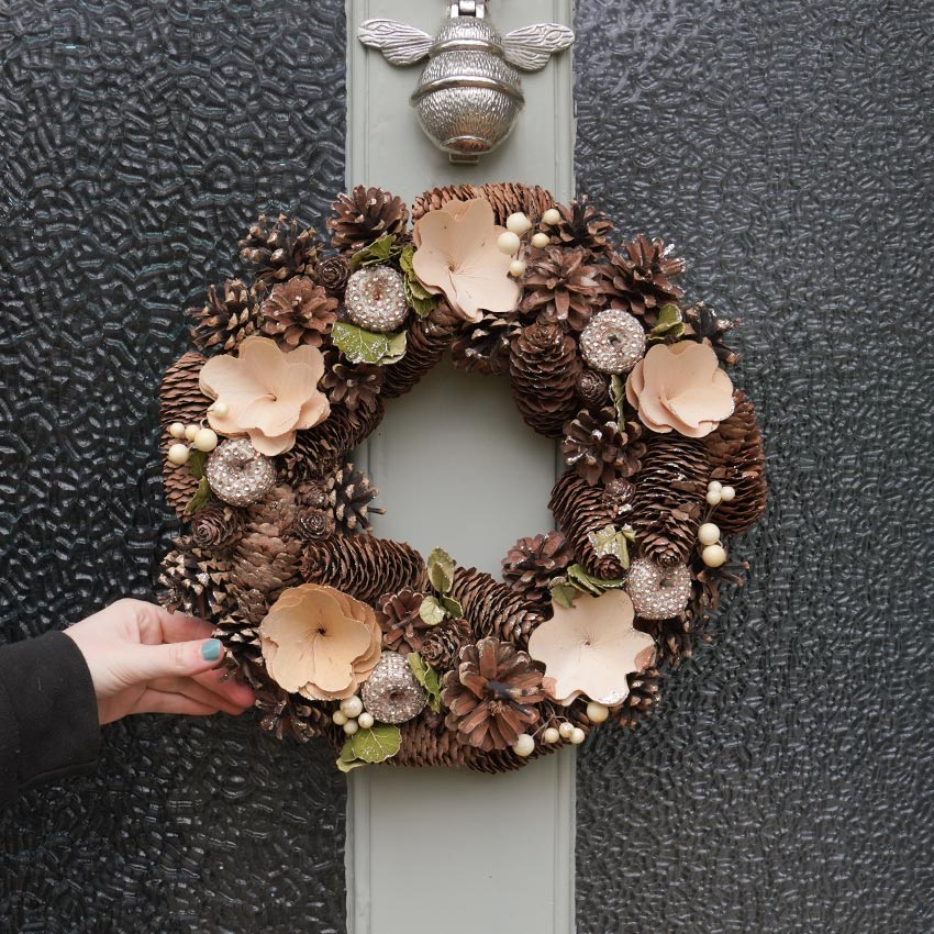 36cm Cream and Gold Decoration Christmas Wreath