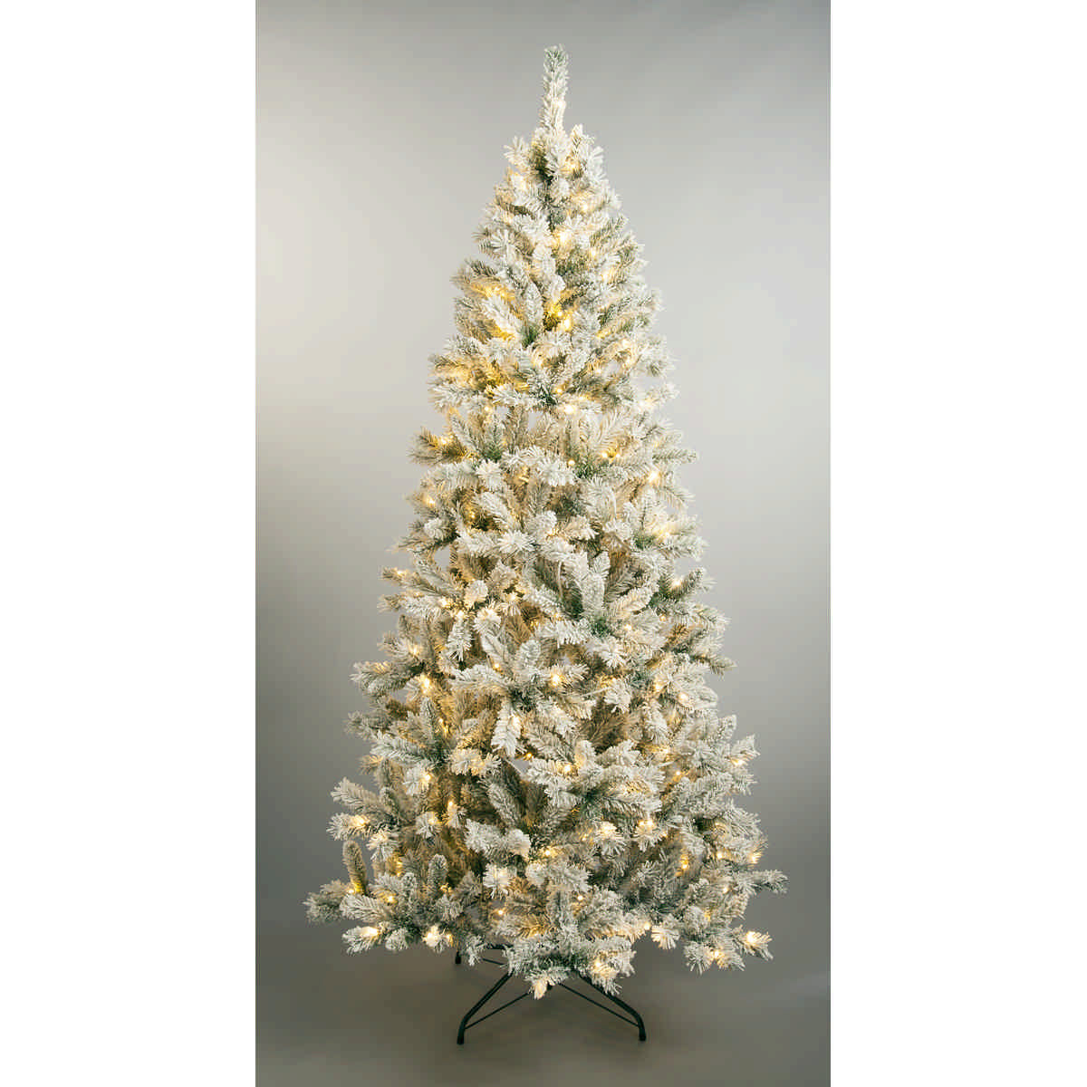 Green Pre-Lit Flocked Heartwood Spruce Christmas Tree