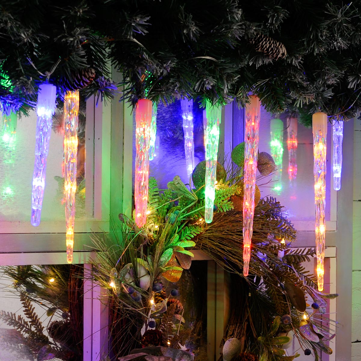 6.9m Outdoor Christmas Icicle Tube Lights, Dual Colour LEDs