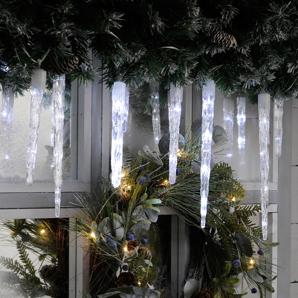 6.9m Outdoor Christmas Icicle Tube Lights, Dual Colour LEDs