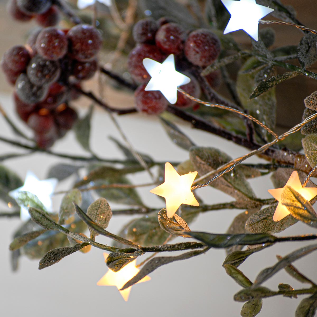 3m Silver Firefly Wire Christmas Tree Star Lights, White and Warm White LEDs